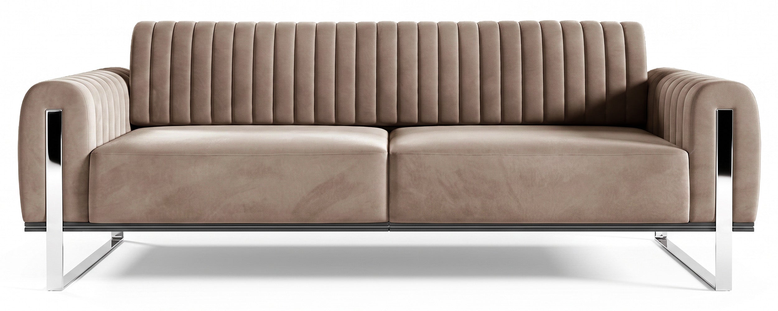 Sofa trzyosobowa Parissa beżowa welur nogi chrom