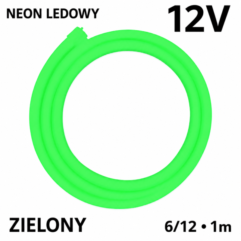 Neon Dekoracyjny Led 6X12 Mm 12V Zielony 1 Metr