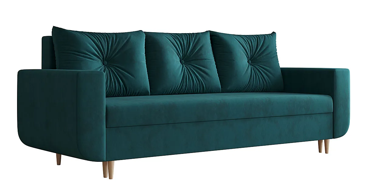 Welurowa sofa rozkładana w kolorze morskim Alvesso 4X | Edinos.pl
