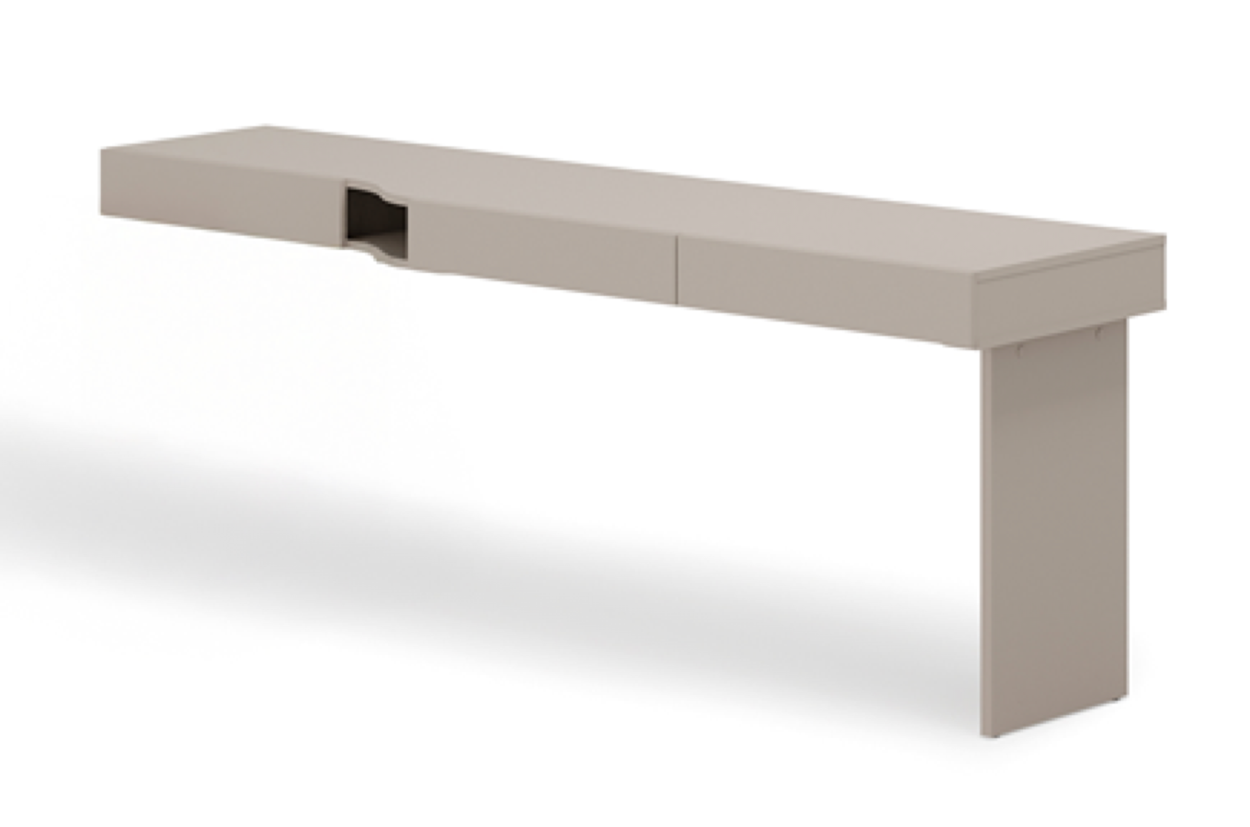 Biurko młodzieżowe prawe Woow z trzema szufladami i wnęką 210 cm szampański/clay grey