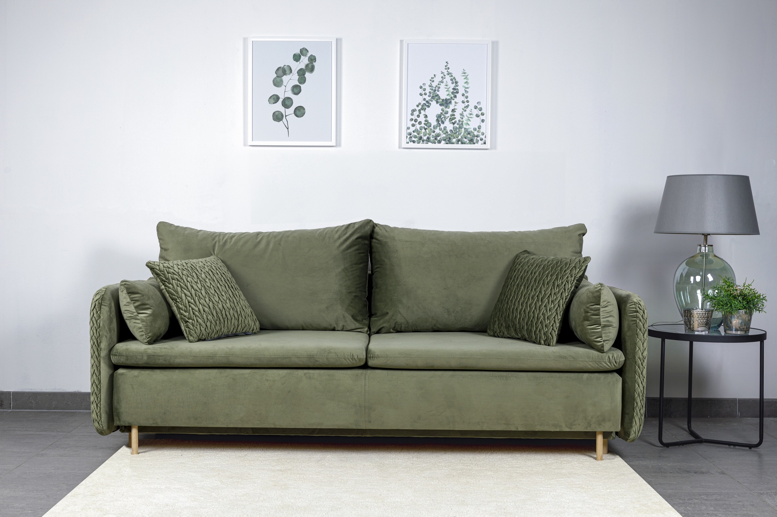 Sofa trzyosobowa z funkcją spania i poduszkami Luna