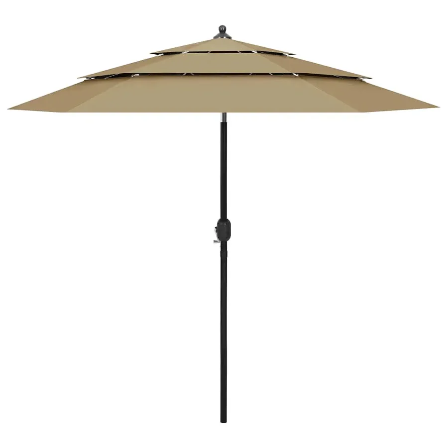 Trzypoziomowy okrągły parasol do ogrodu taupe Asar | Edinos.pl