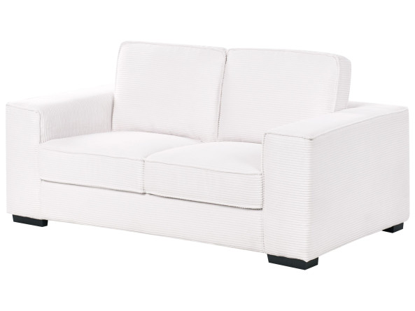 Sofa dwuosobowa sztruksowa poduszki biała