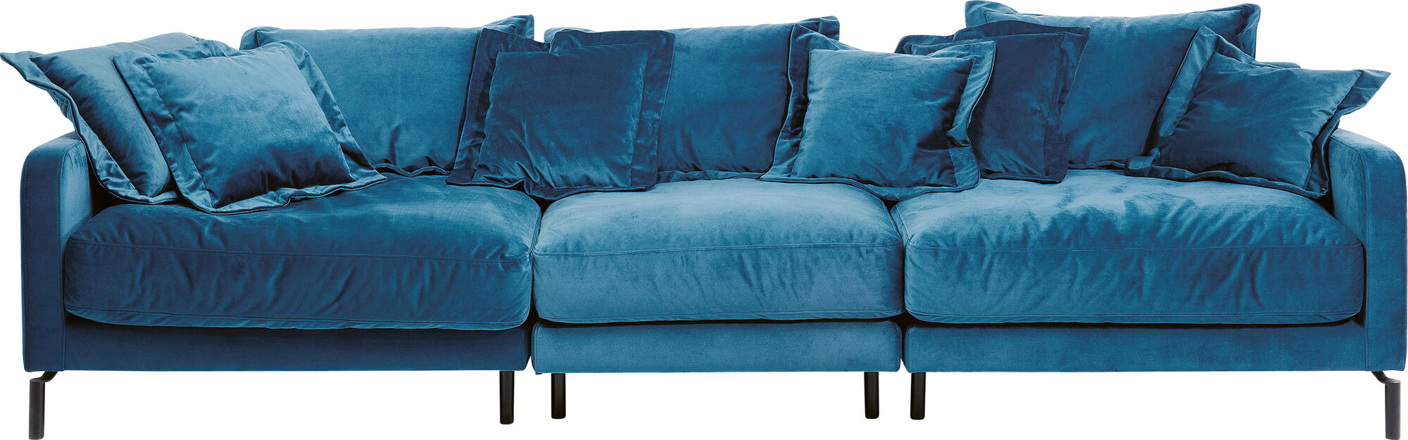 Sofa 4 osobowa niebieska nogi czarne 307x102 cm