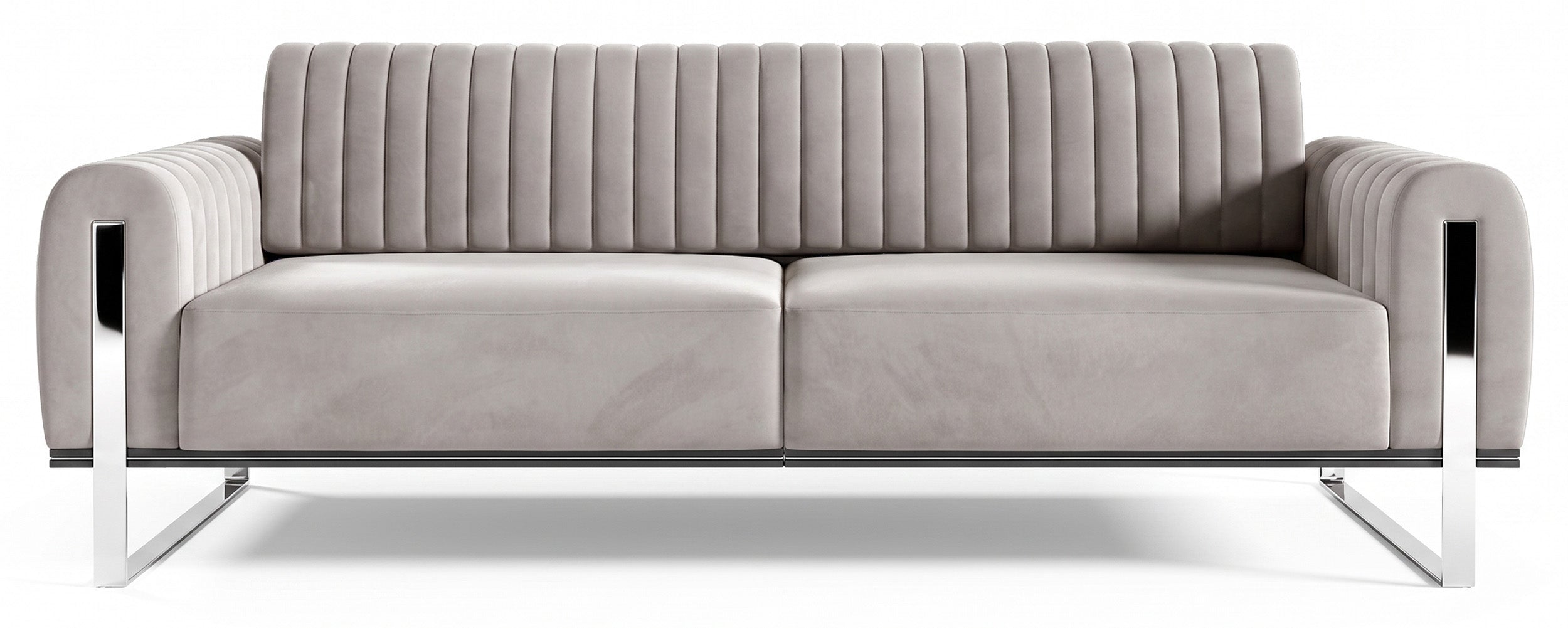 Sofa trzyosobowa Parissa jasnoszara welur nogi chrom
