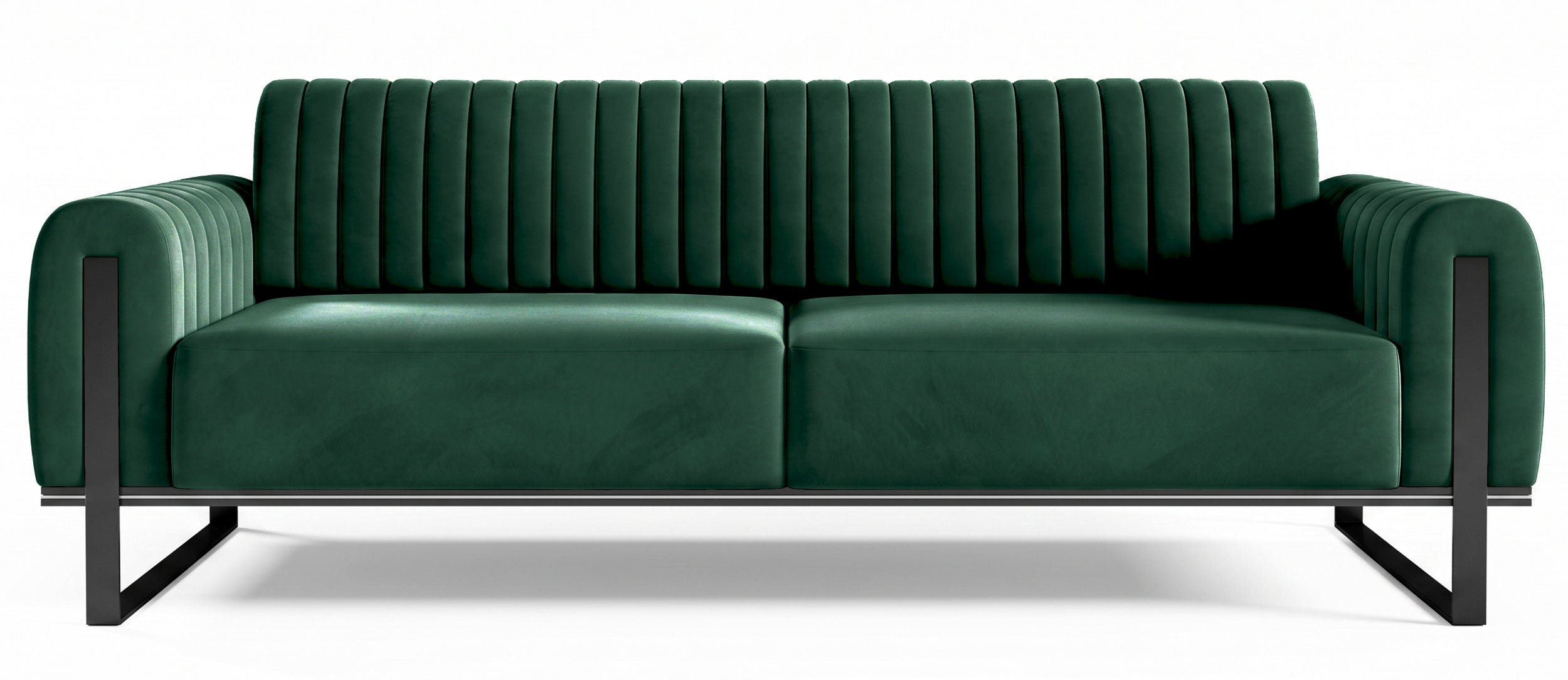 Sofa trzyosobowa Parissa zielona welur czarne nogi