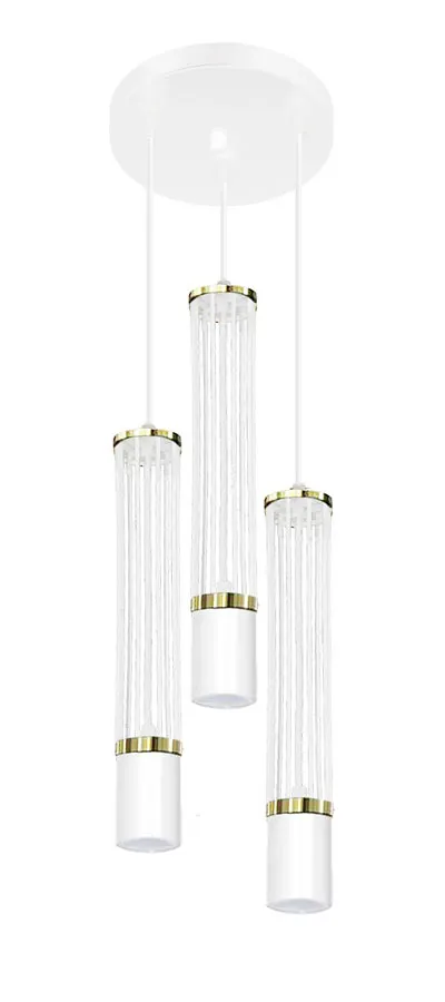 Biała lampa z 3 metalowymi zwisami tuby A236-Ilmi | Edinos.pl