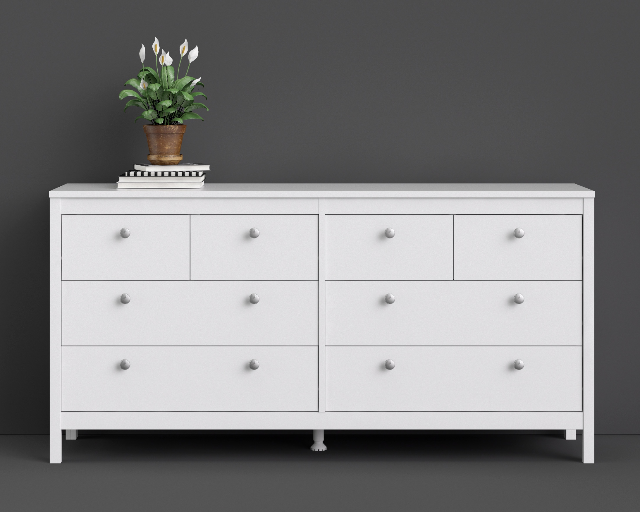 Elegancka komoda pokojowa z szufladami Madrid 4+4 biały mat