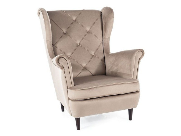 Fotel uszak LADY VELVET ciemnobeżowy