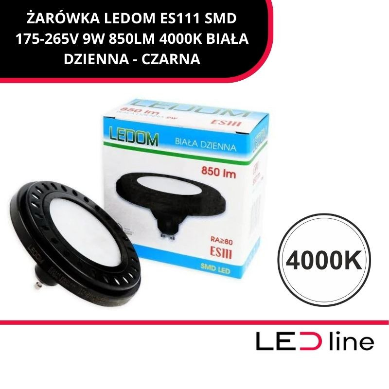Ledom Es111 9W 4000K 850Lm 175-265V Czarna