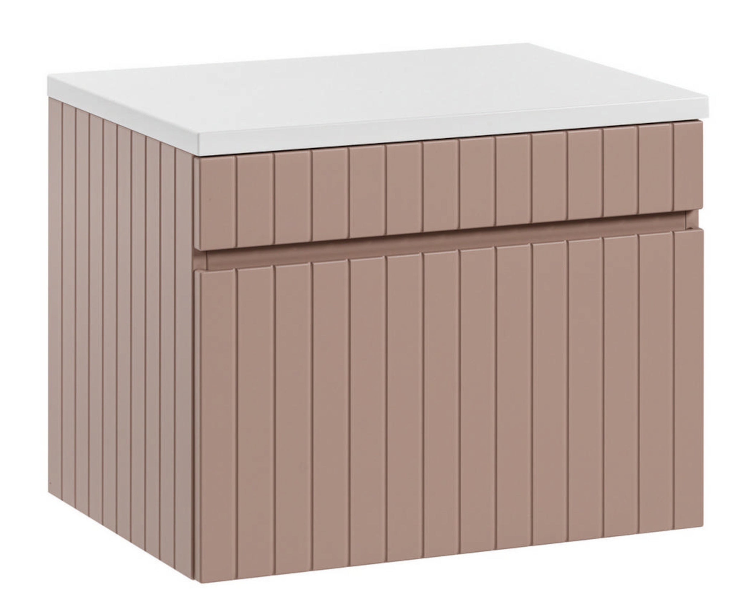 Szafka pod umywalkę Becialls 80 cm Różowa z białym blatem