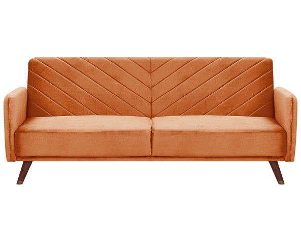 Sofa kanapa rozkładana welur pomarańczowa
