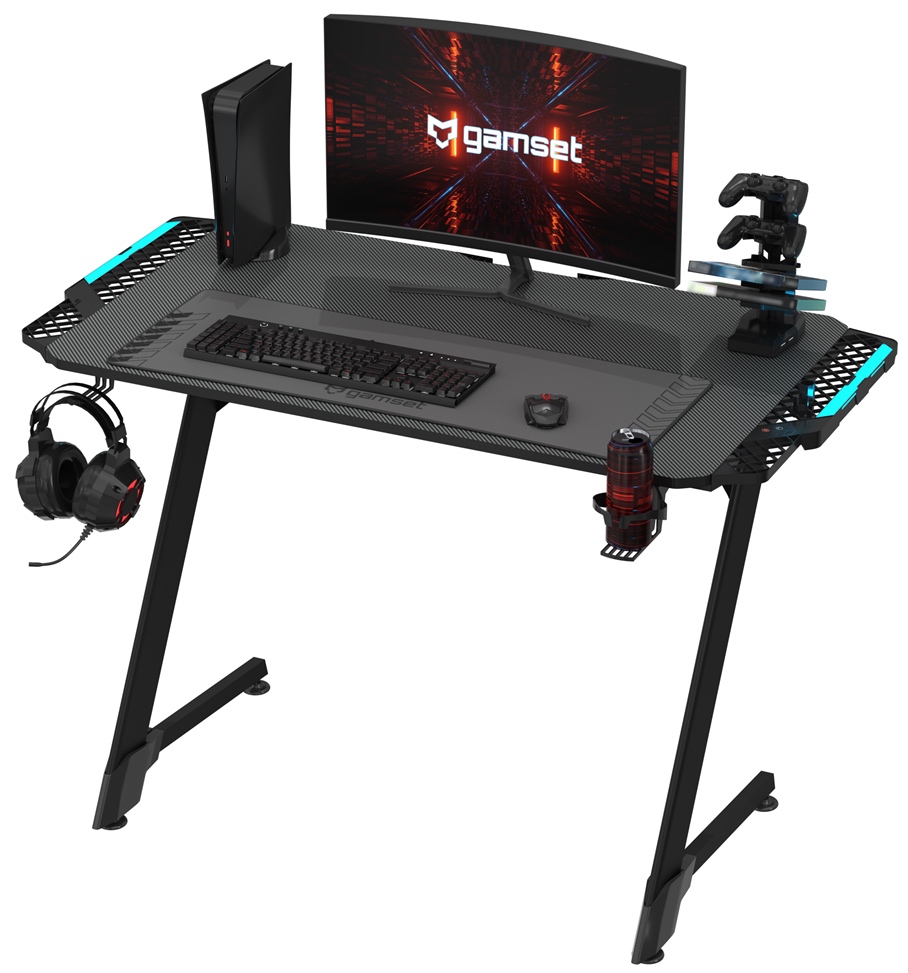 Czarne biurko do gamingu Gamset Snake 1.0