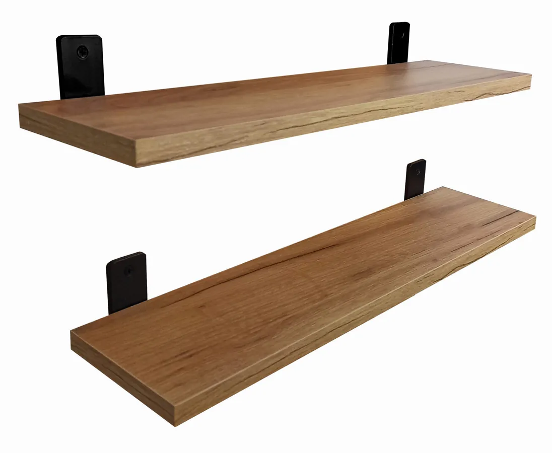 Zestaw dwóch półek ściennych loft dąb craft złoty 50 cm - Castello 3X | Edinos.pl