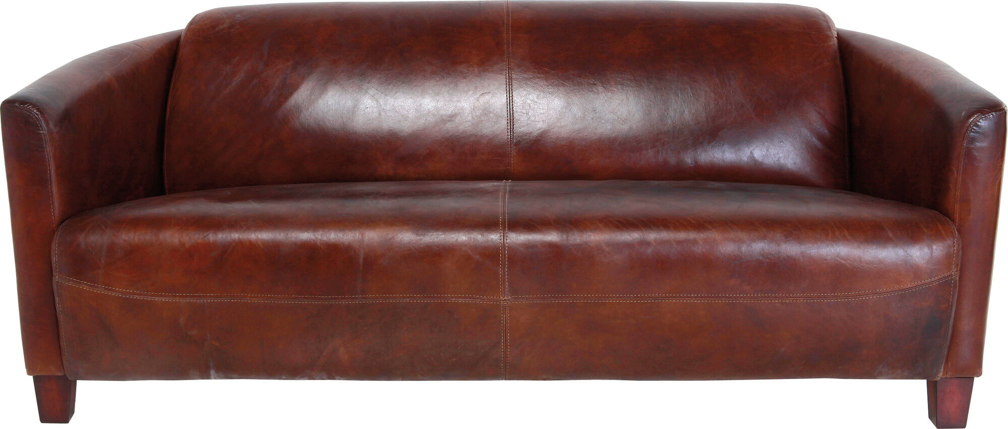 Sofa niska brązowa ze skóry naturalnej 176 x 83 cm