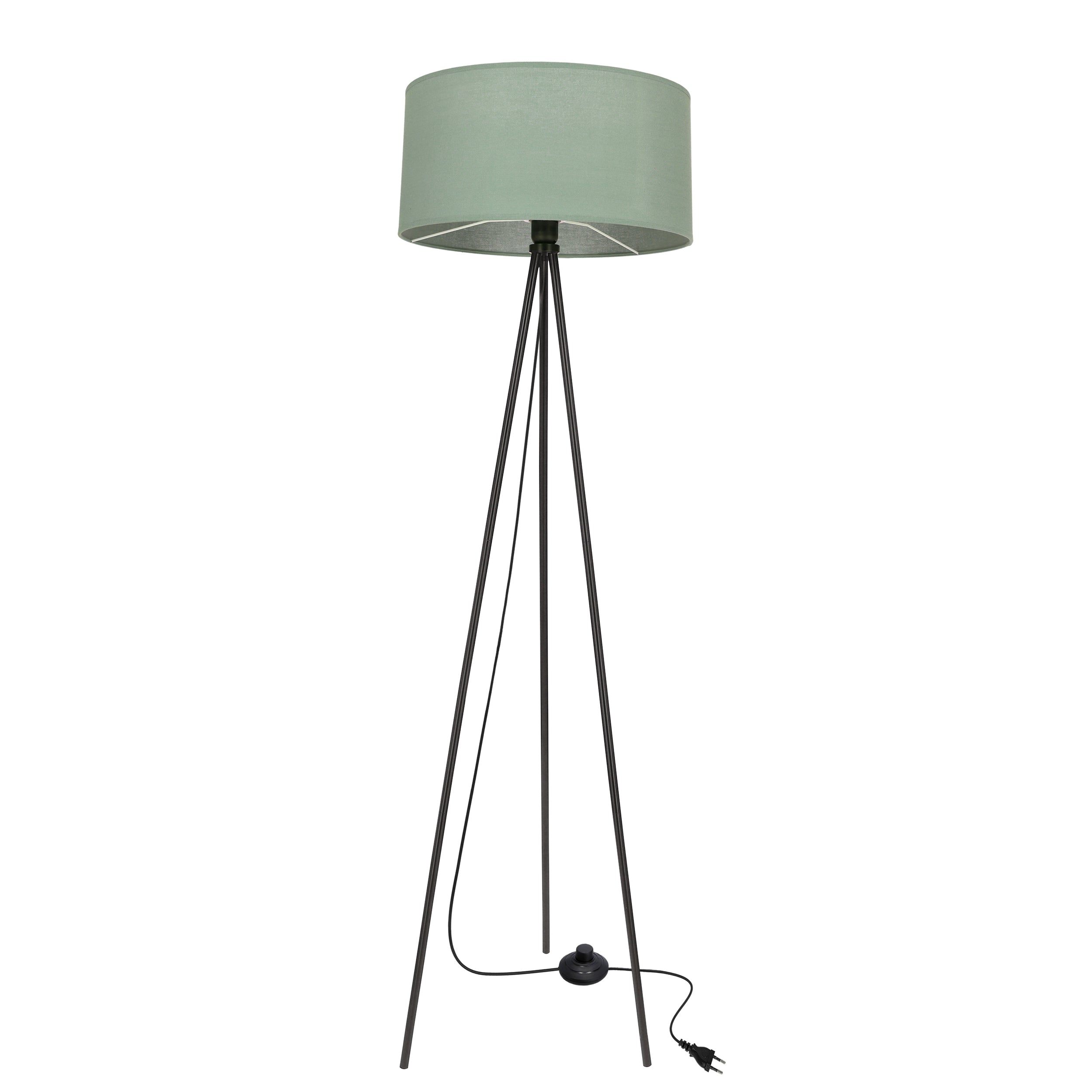 Lampa podłogowa Shanti czarna E27 40W z miętowym abażurem