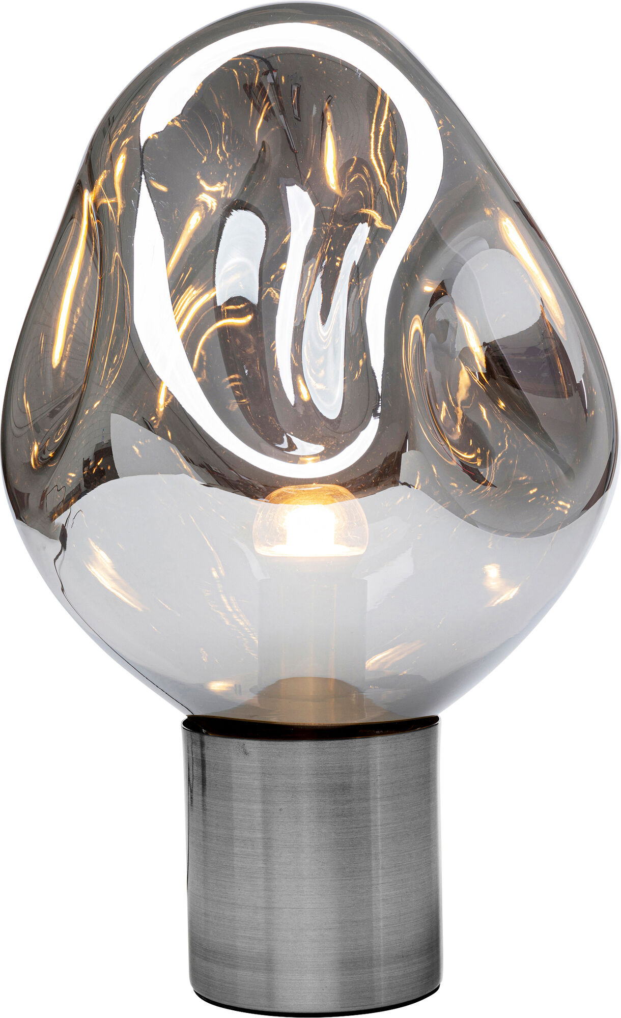 Lampa stołowa przydymiona stal i szkło 38 cm