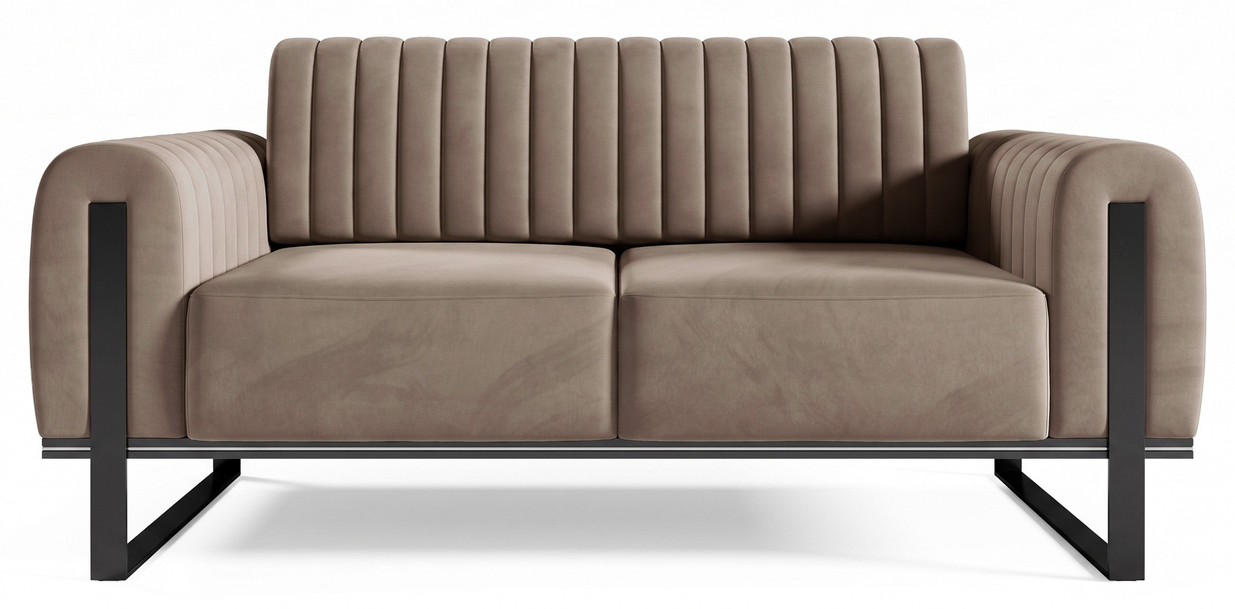 Sofa dwuosobowa Parissa beżowa welur czarne nogi