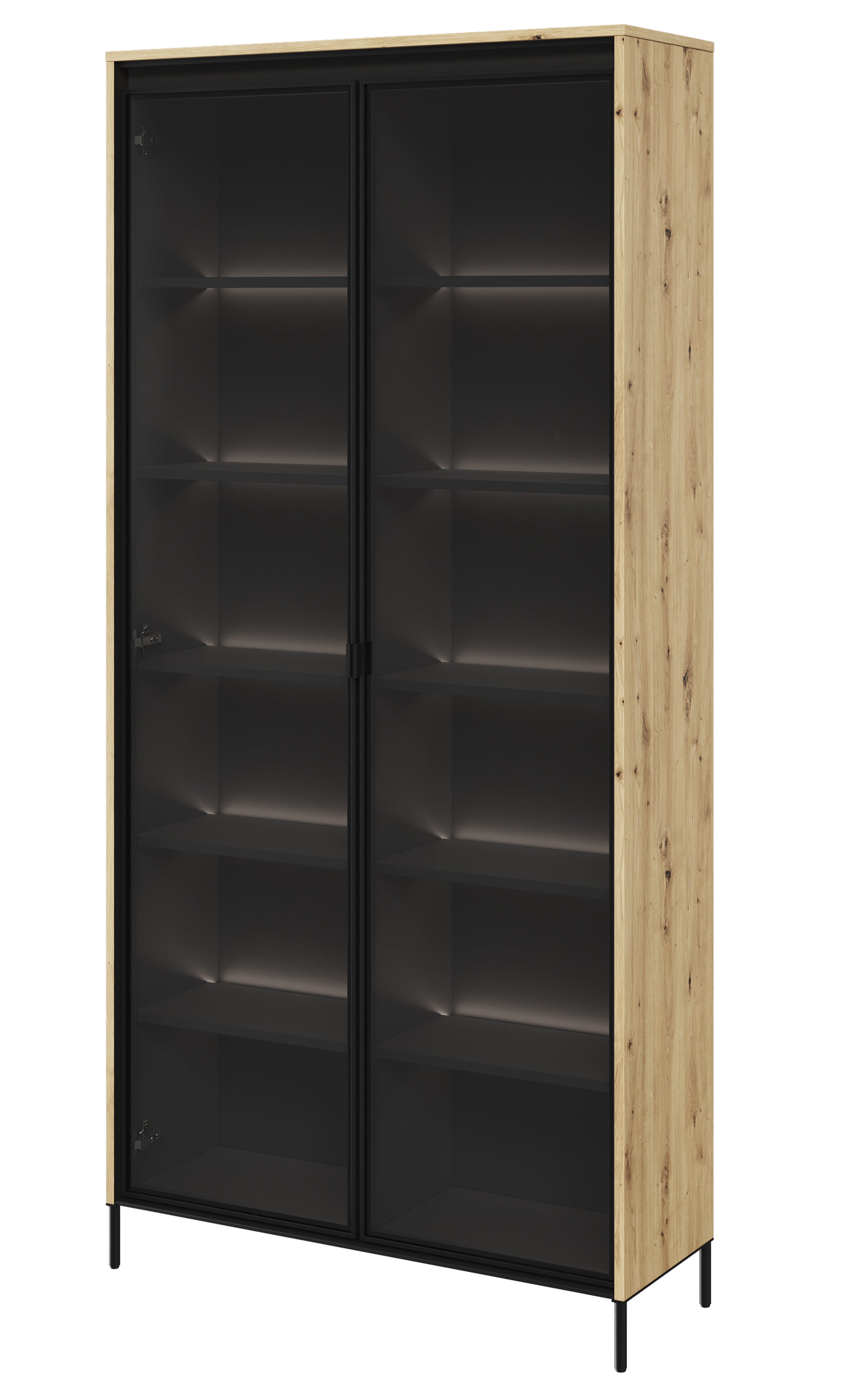 Witryna dwudrzwiowa Trend 92 cm z LED Dąb artisan