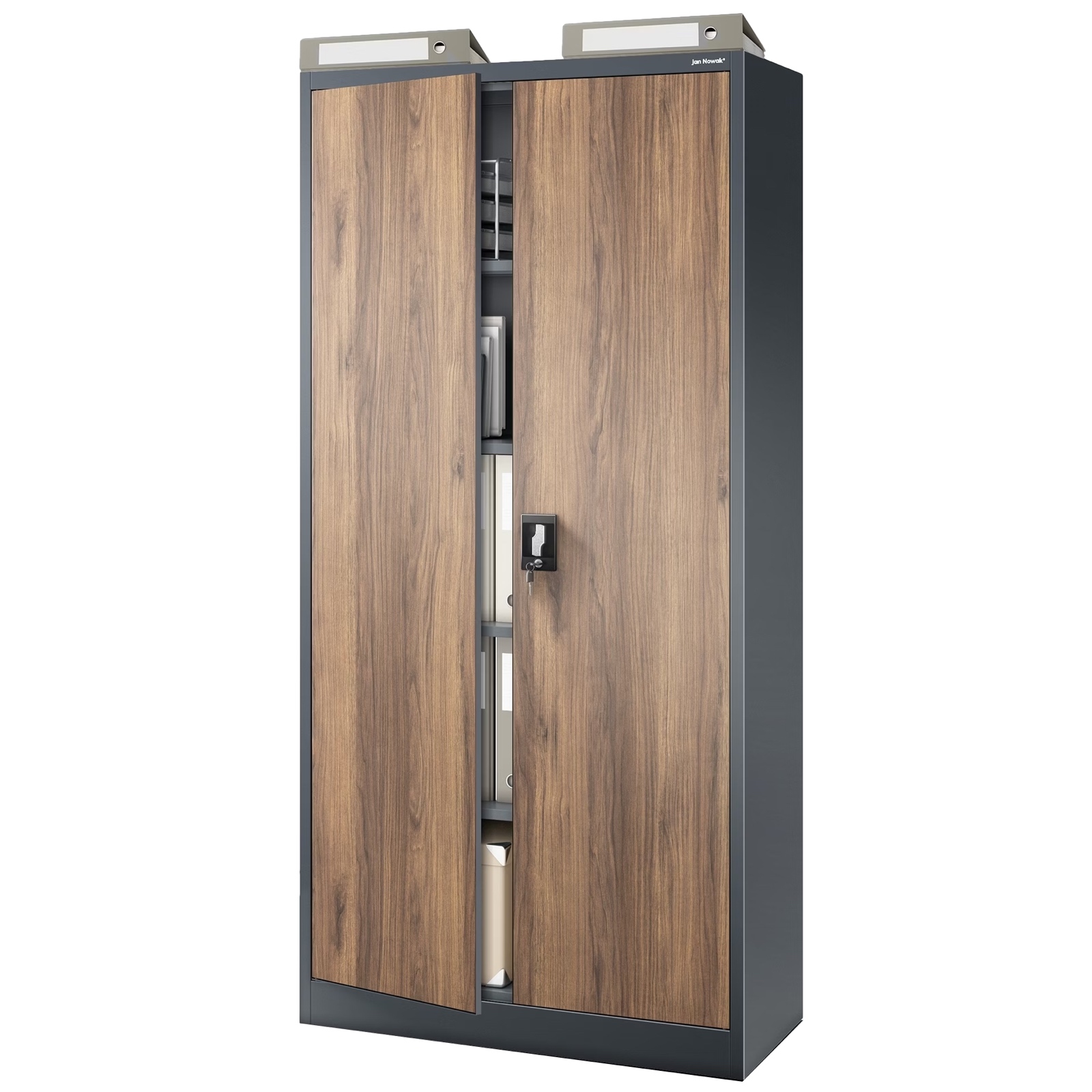 Szafa biurowa Eco Design Jan H 90x40x195 cm antracyt/orzech
