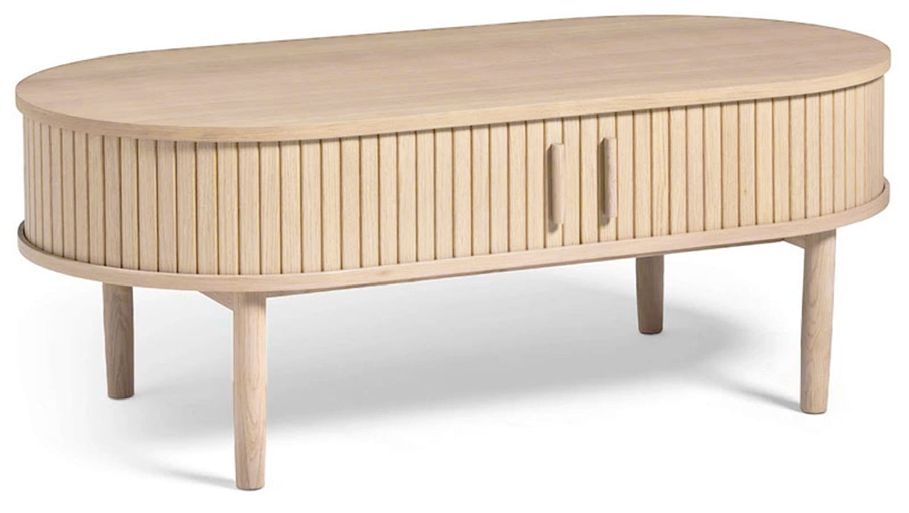 Stolik kawowy Meta 120x60 cm lamele z półką dąb bielony