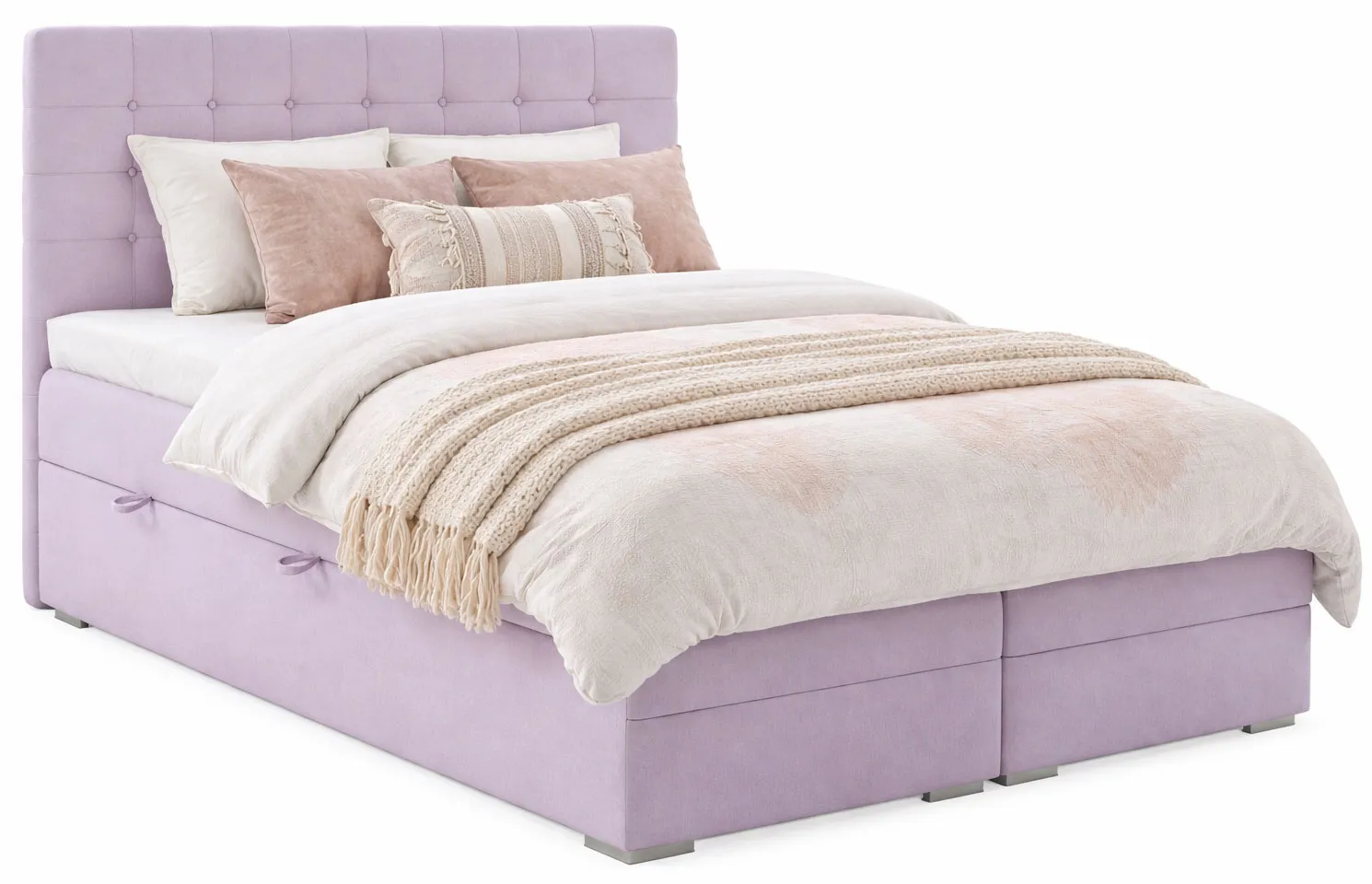 Podwójne łóżko boxspring z pojemnikiem Reid | Edinos.pl
