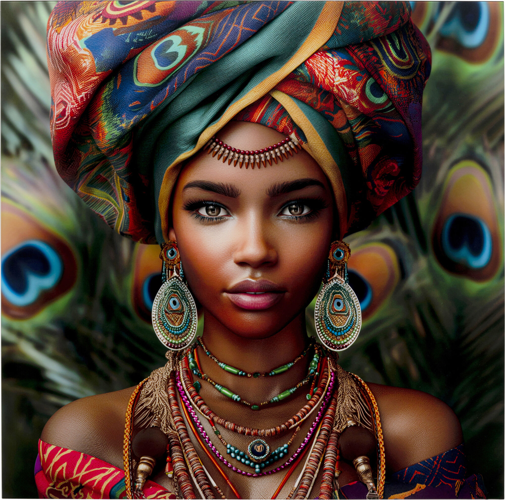 Obraz szklany Muse Peacock 100x100cm