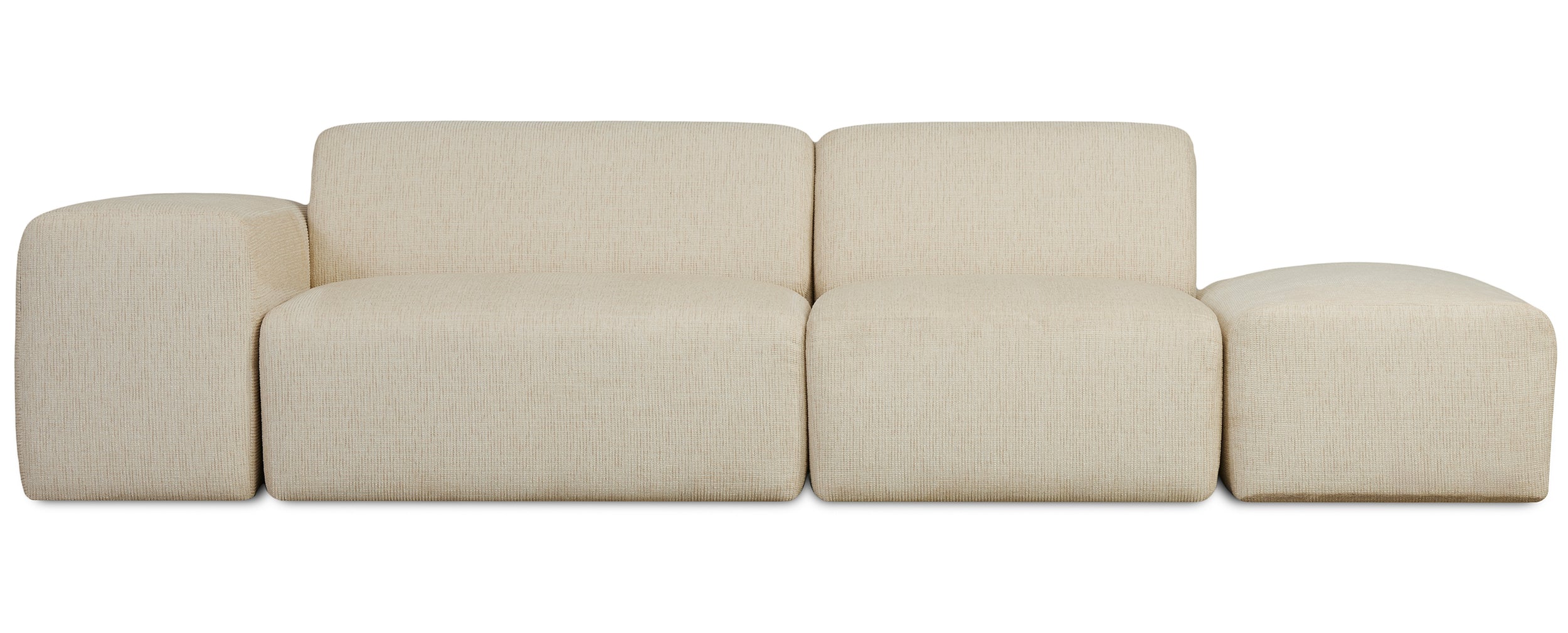 Sofa modułowa Pyllomi z pufą jasnobeżowa plecionka