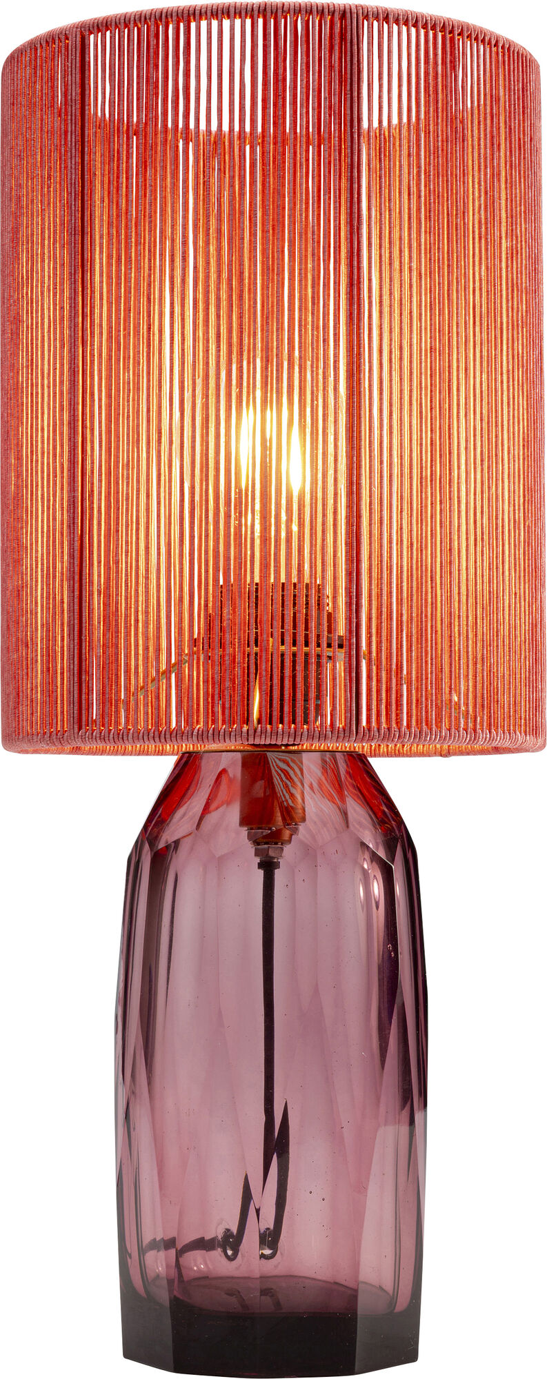 Lampa stołowa różowa szkło i tkanina 42 cm