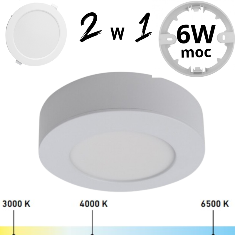 Downlight 6W Okrągły Cct 2W1