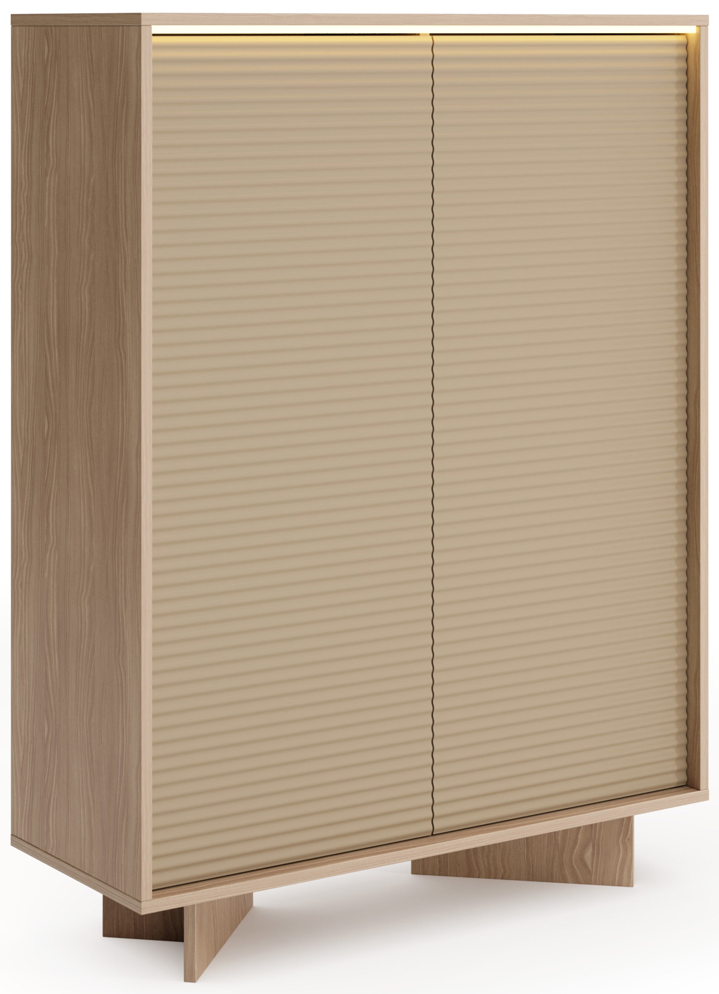 Komoda dwudrzwiowa Semi z oświetleniem LED 104 cm bolivar naturalny/cappuccino