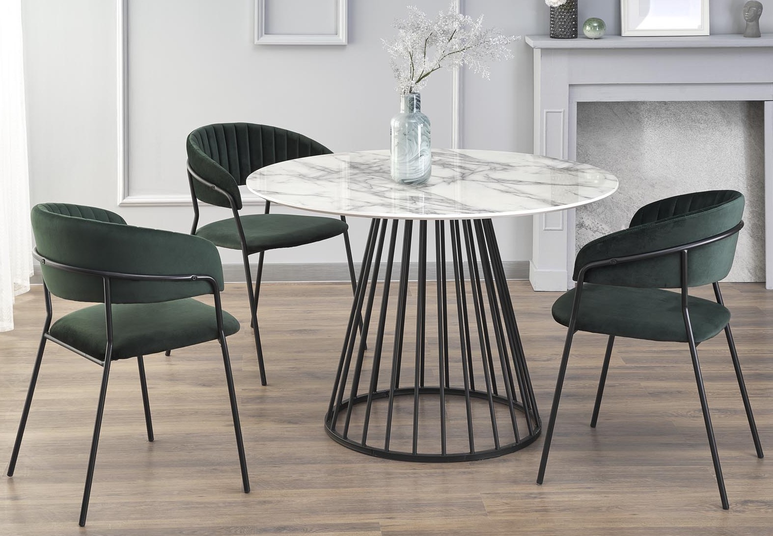 Designerski stół z drucianą podstawą Brodway imitacja marmuru