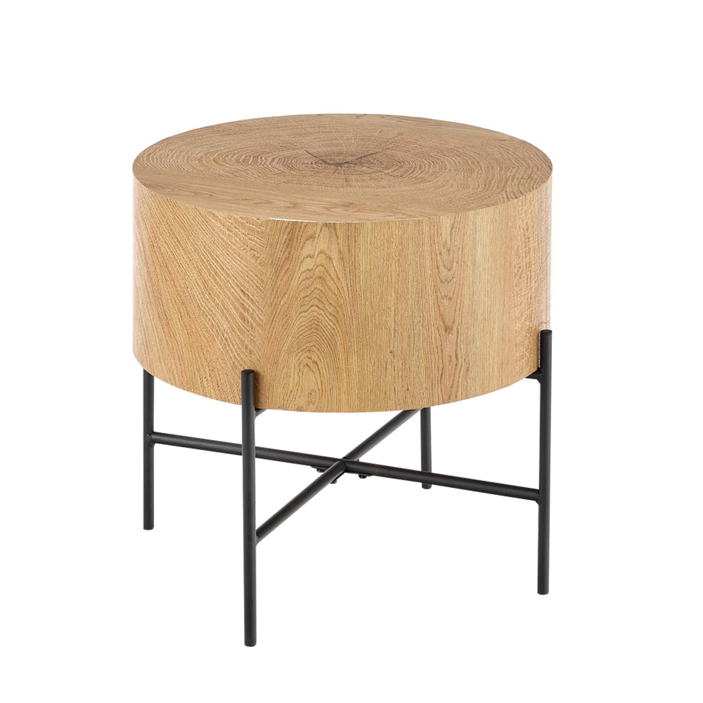 Stolik kawowy Filewdy średnica 45 cm dąb naturalny - czarny