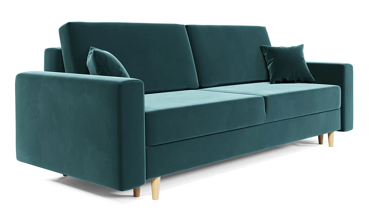 Sztruksowa sofa rozkładana w kolorze morskim Almoria | Edinos.pl