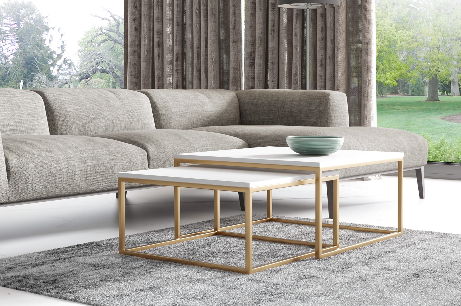 Zestaw stolików kawowych w stylu glamour Dual złoty