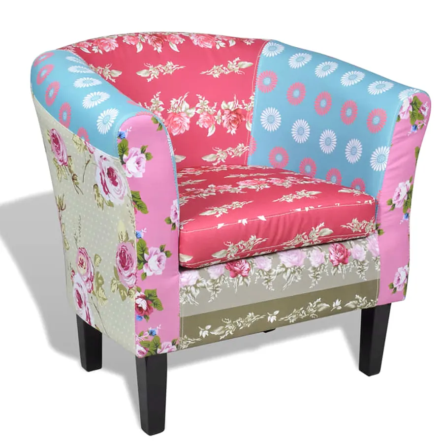 Klubowy fotel patchwork w kwiatowy deseń Somed 2X | Edinos.pl