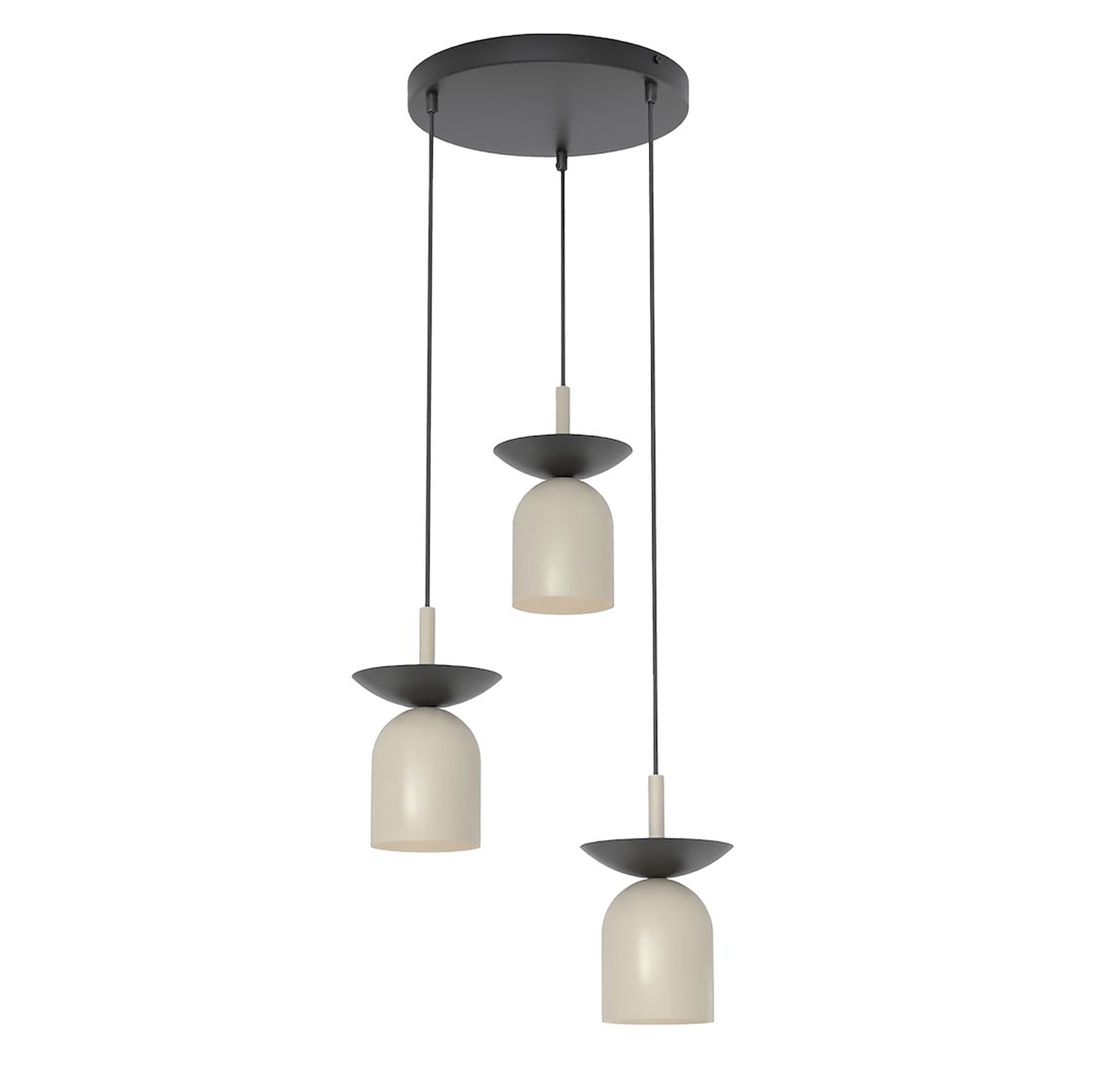 Lampa wisząca Ego x3 czarny/mokka na okrągłej podsufitce