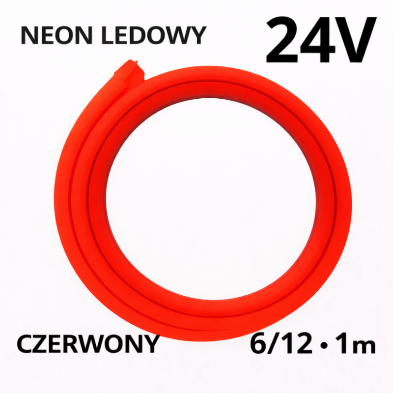 Neon Ledowy 6/12 24V Czerwony neon 1M N24011