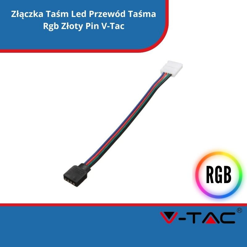 Złączka Taśm Led Przewód Taśma Rgb Złoty Pin V-Tac