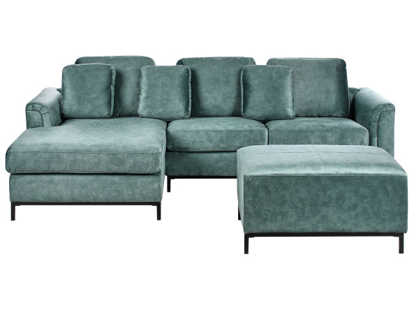 Narożnik sofa z otomaną rogówka lazurowy