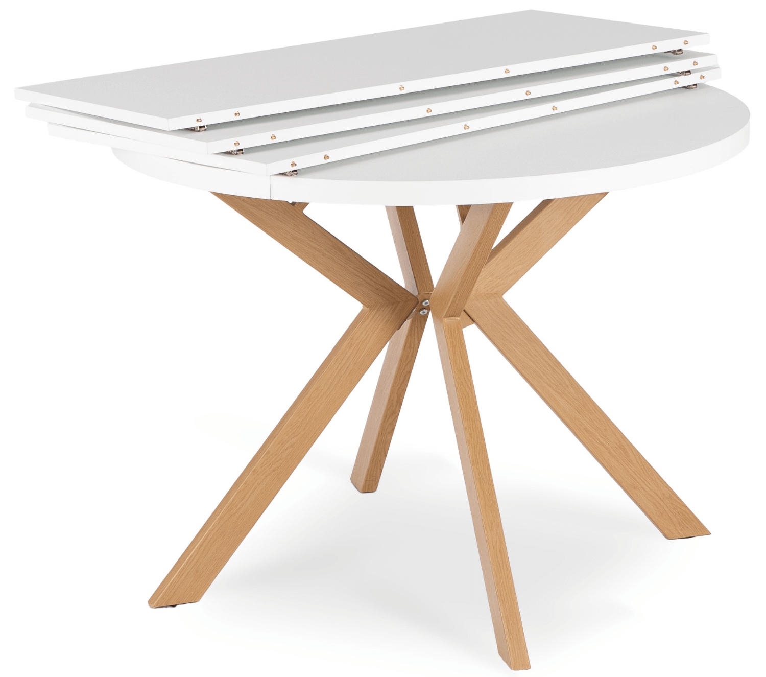 Skandynawski stół rozkładany Lukas 100-250 cm, biały/dąb