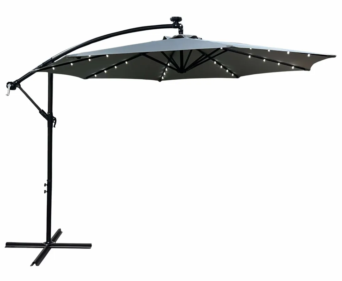 Parasol do ogrodu z LED jasnoszary Sorena | Edinos.pl