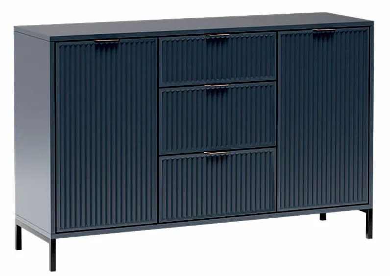 Lamelowa komoda z 3 szufladami kolor indigo Tardes 4X | Edinos.pl