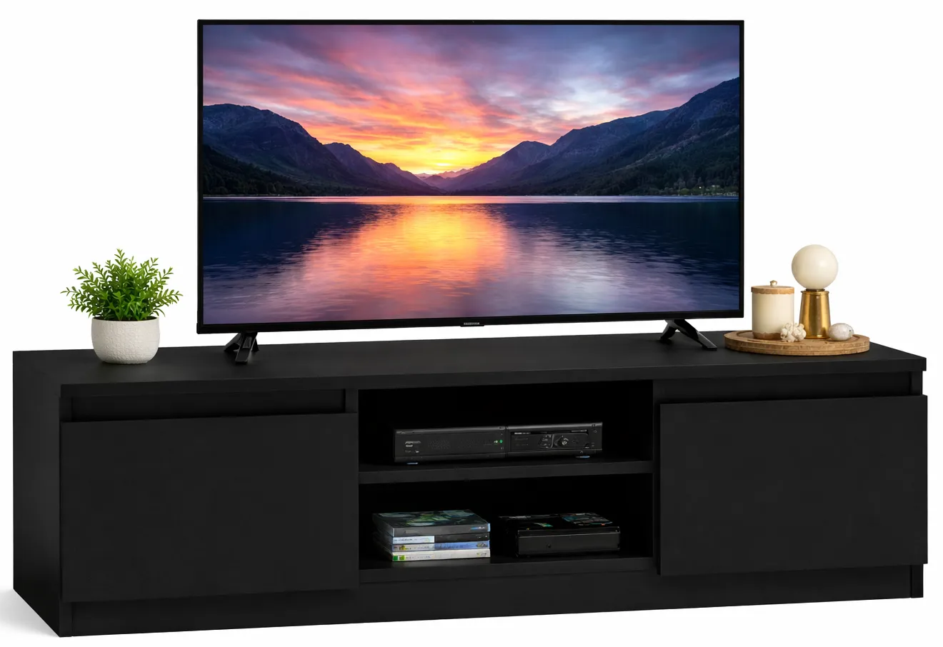 Czarna szafka RTV, LCD Amida 2X 120 cm | Edinos.pl