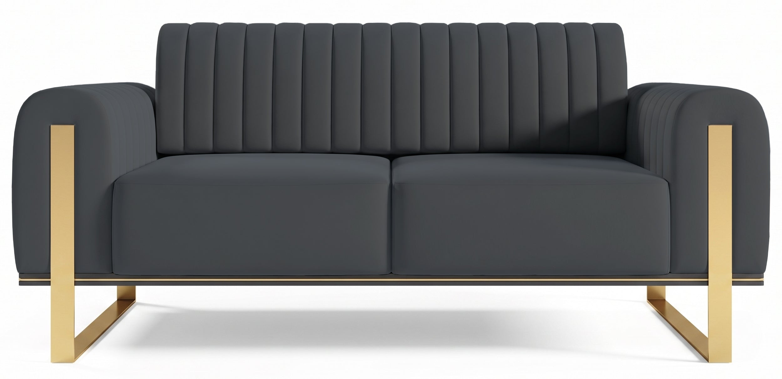 Sofa dwuosobowa Parissa ciemnoszara welur złote nóżki