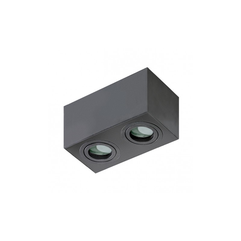 Podwójna Tuba Sufitowa Czarna Brant 2 Square Ip44
