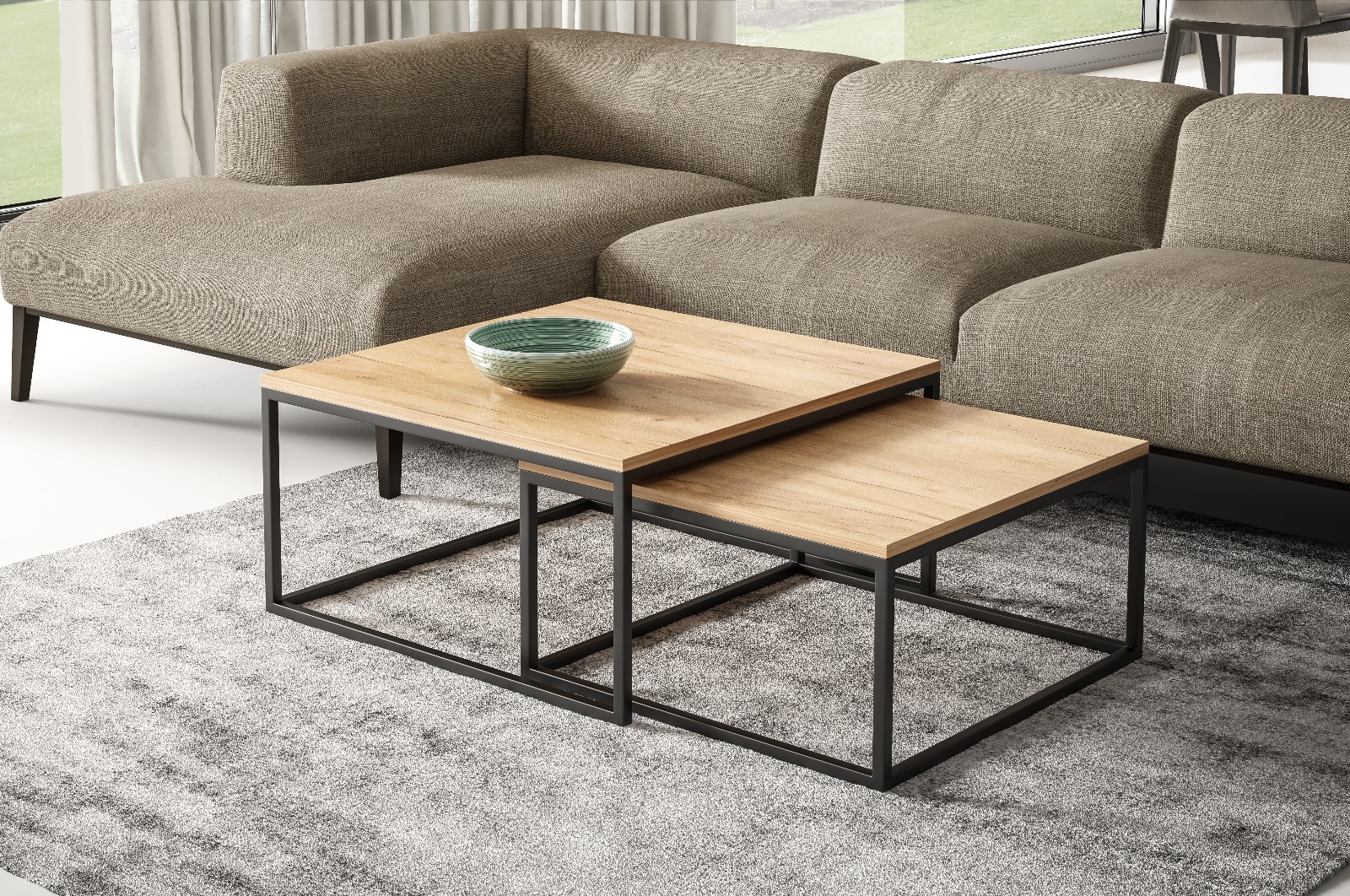 Zestaw stolików kawowych w stylu loft Dual