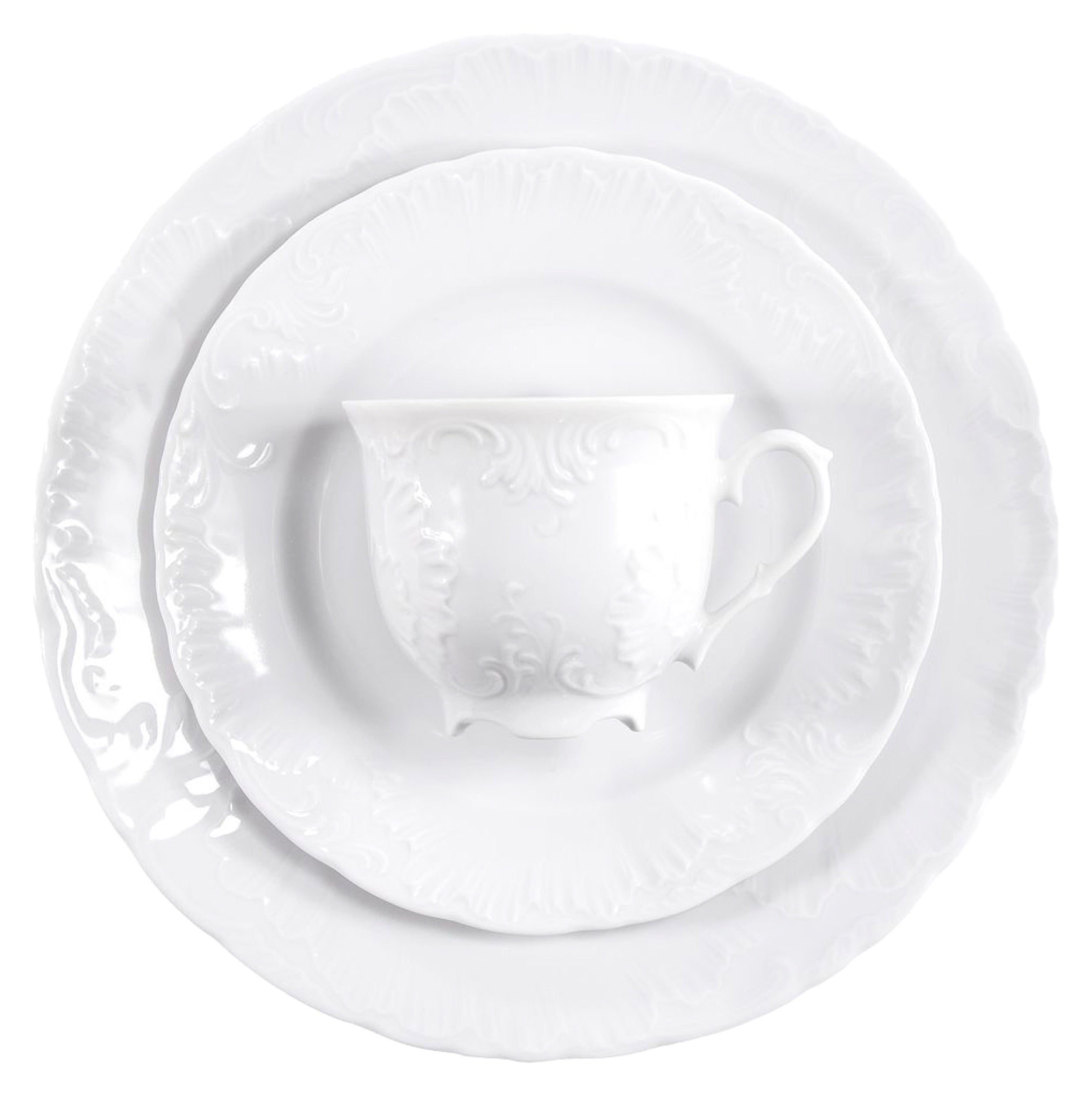 Serwis do kawy porcelanowy dla 6 os. Rococo biały