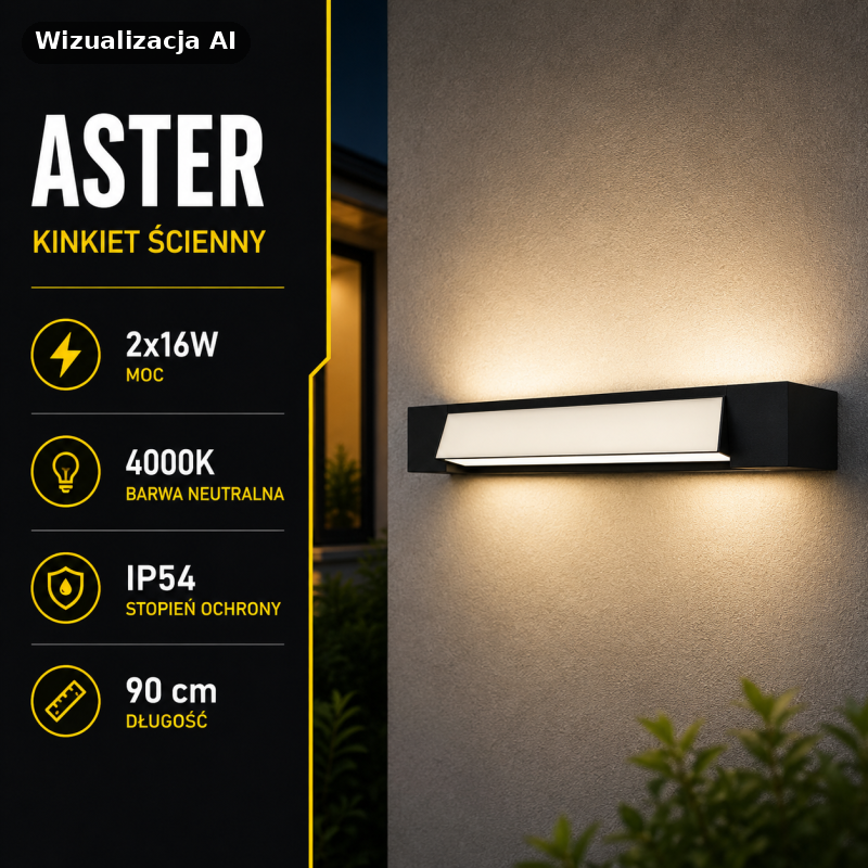 Kinkiet ogrodowy ścienny ASTER IP54 2x16W 90 cm