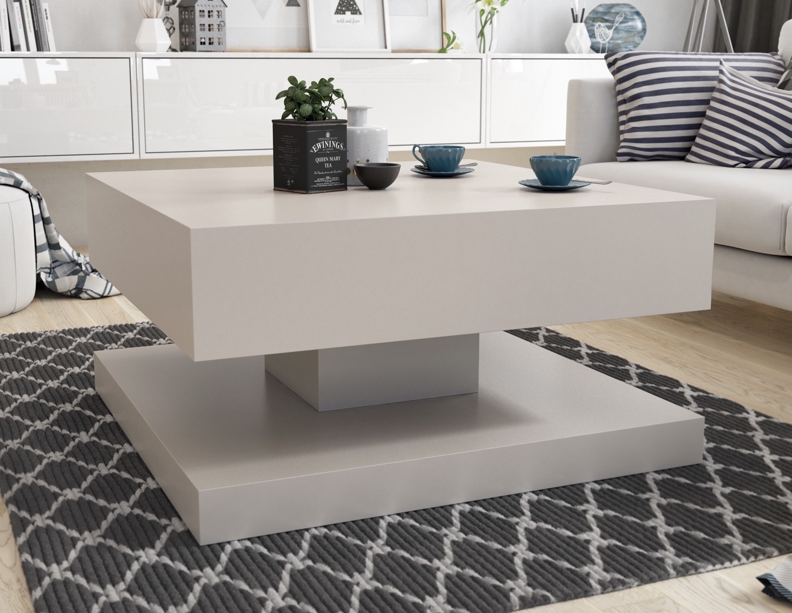 Kwadratowy stolik Gemin 80x80, kaszmir